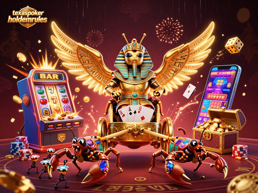 Experience the thrill of texaspokerholdemrules with poker strategies amidst a vibrant casino backdrop.