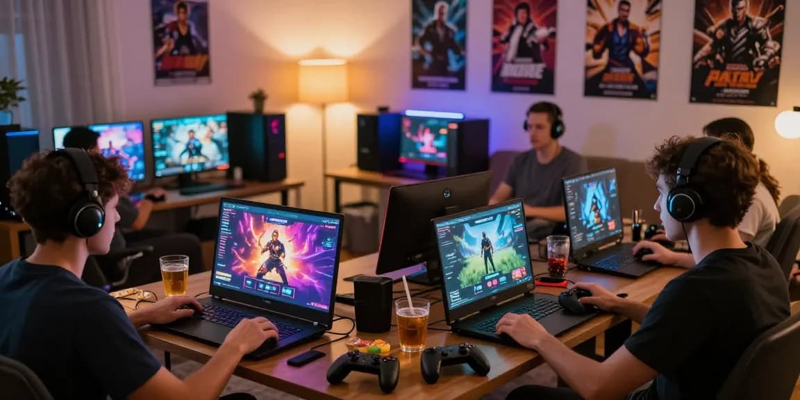 Engaging scene of players enjoying popular porn games in cozy living room.