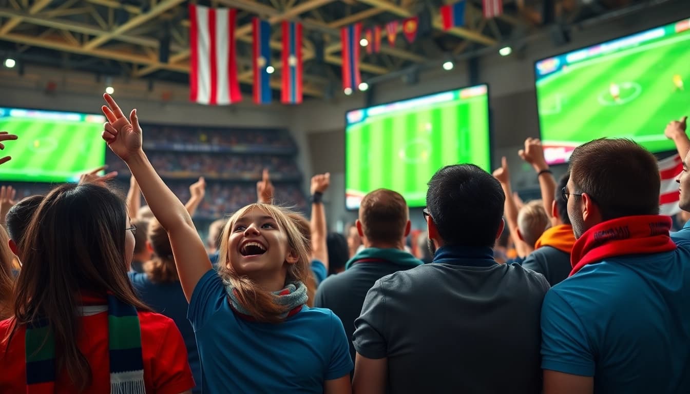 Menonton bolakami world cup dengan antusias bersama teman-teman di stadion virtual.