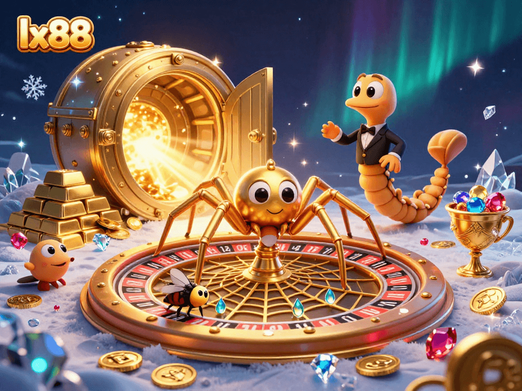 Engage with the lx88 golden roulette web as the animated characters bet in an immersive casino scene.