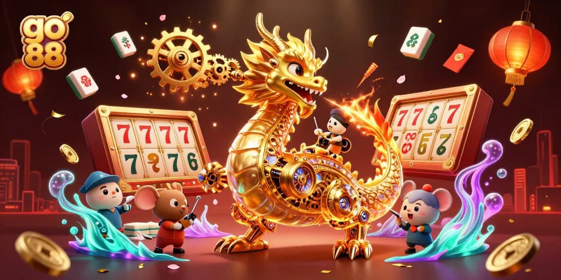 Experience exhilarating wins with go 88 in this vibrant 3D casino-themed illustration.