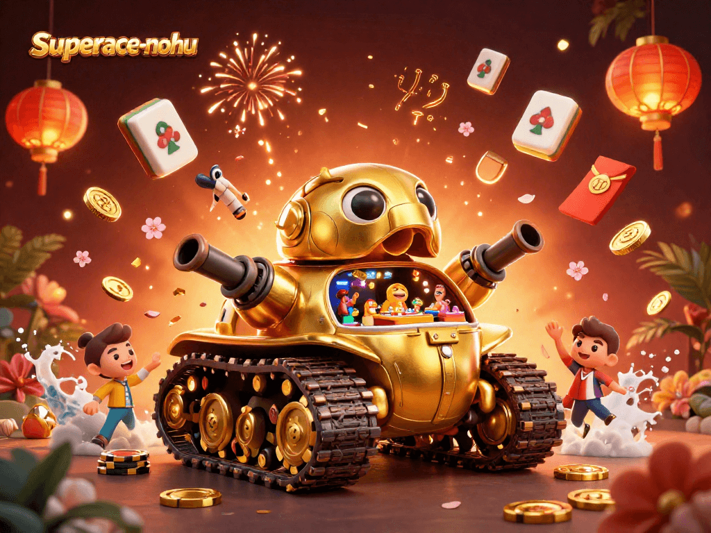 Experience excitement at superace-nohu with a dynamic game scene depicting a golden beetle tank casino.
