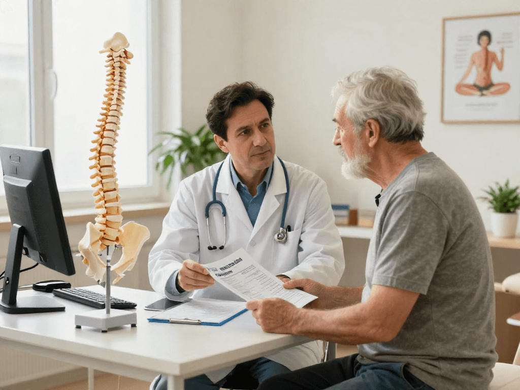Dar kanal ameliyatı consultation with a surgeon and patient in a clinic.