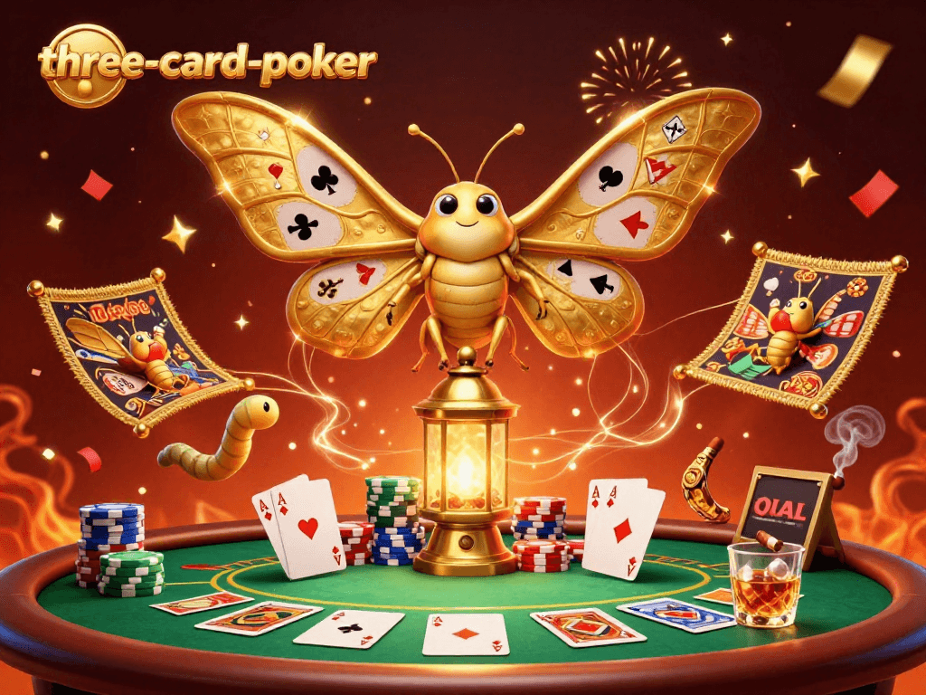 Engage in three-card-poker with stunning visual excitement from a vibrant casino environment.