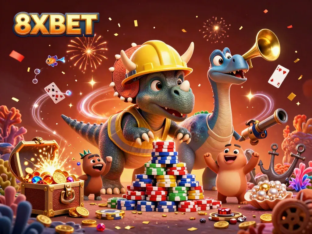 Join the fun at 8XBET, where a colorful celebration marks the excitement of online gaming.