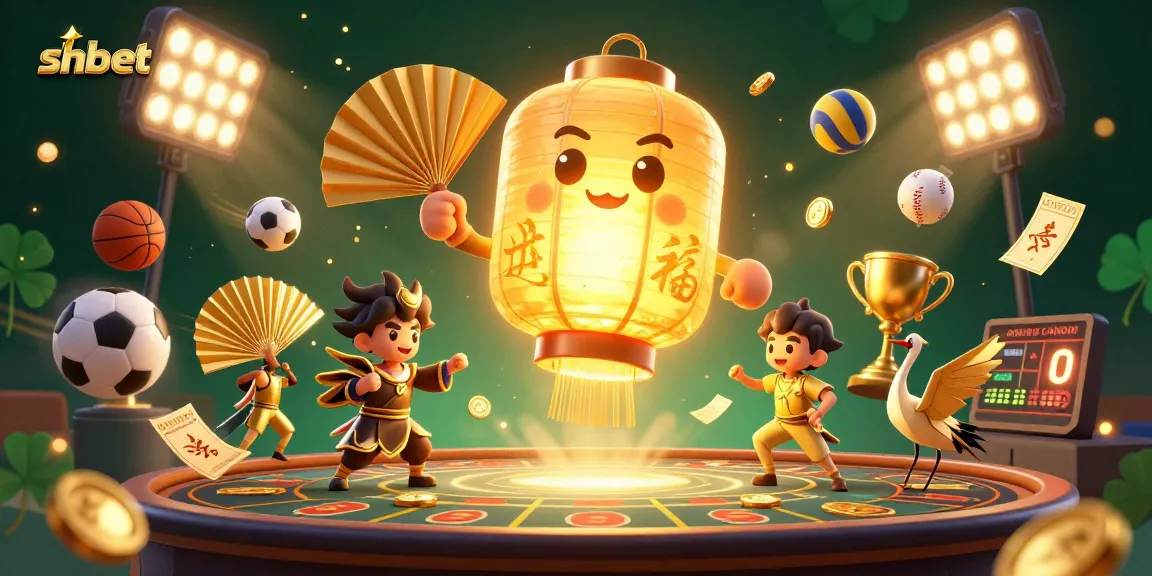 Experience shbet's thrilling gaming atmosphere with dynamic golden lantern spirits and vibrant casino elements.