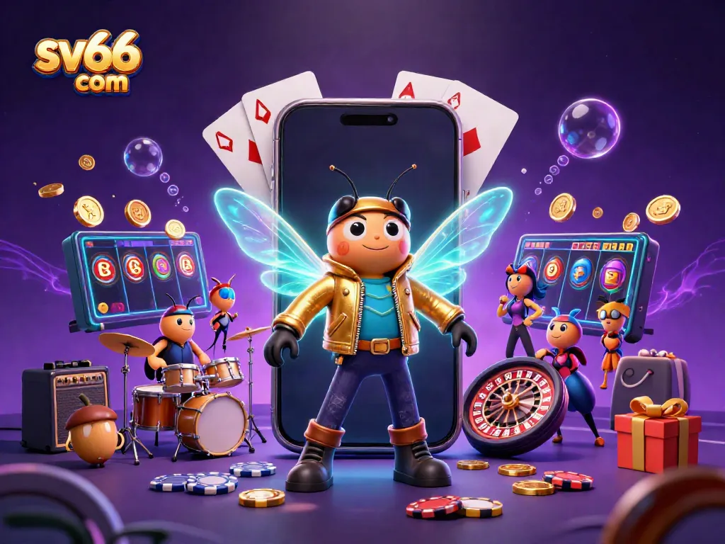 Experience the action at sv66 com with vibrant slots and dynamic characters in this 3D casino scene.