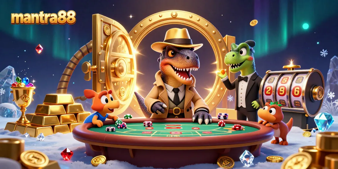 Experience mantra88's thrilling blackjack scene with vibrant 3D characters and dazzling casino elements.