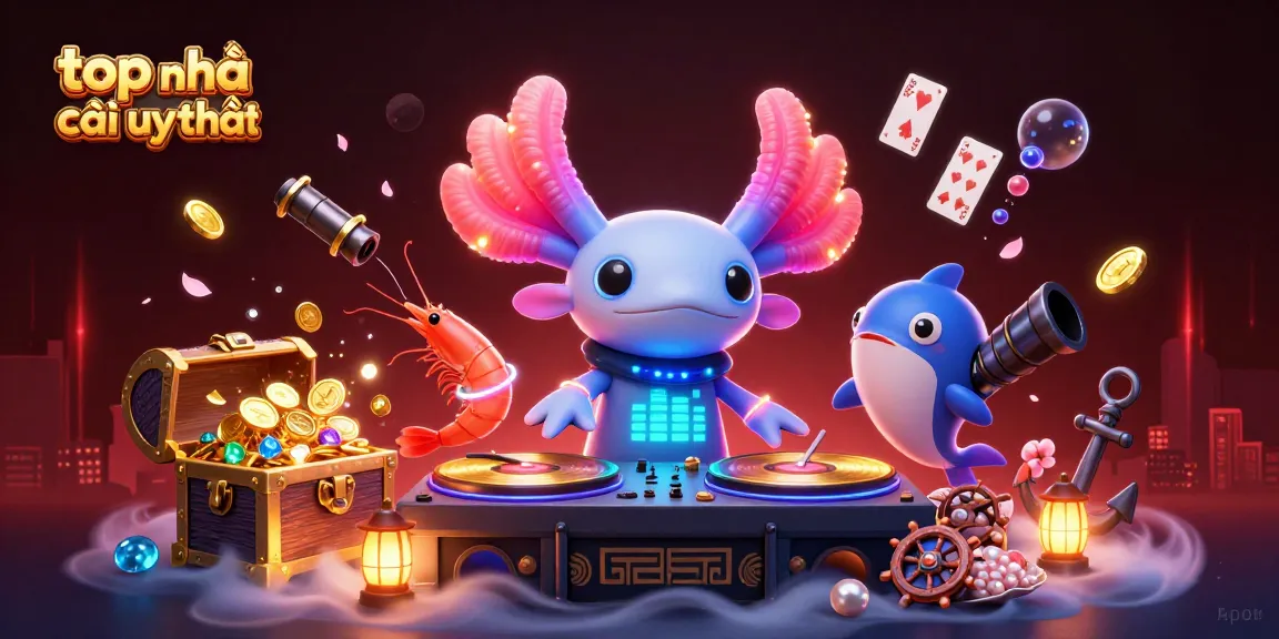 Join the vibrant world of top nhà cái uy tín with neon characters celebrating gaming delights.