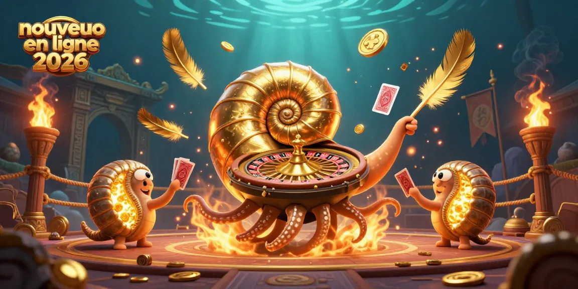 Découvrez le nouveau casino en ligne 2026 avec un nautilus géant sous l'eau, en train de jouer aux cartes.