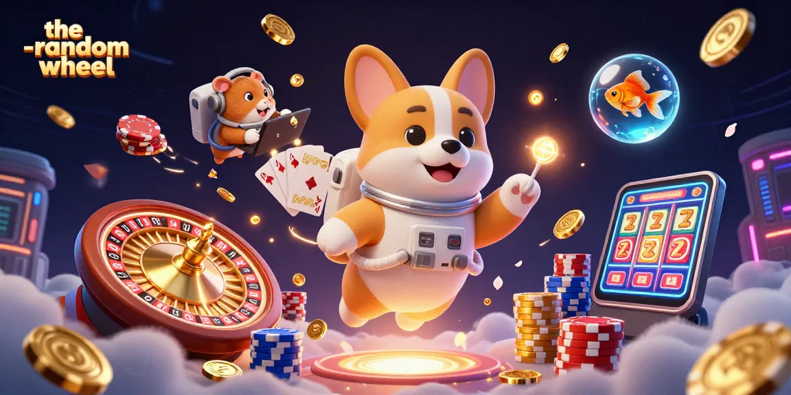 Spin big with the-random-wheel in an exhilarating casino space scene filled with playful elements.