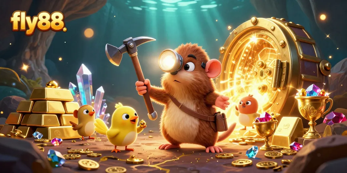 Betting with fly88 offers winning strategies in a vibrant 3D treasure cave scene.