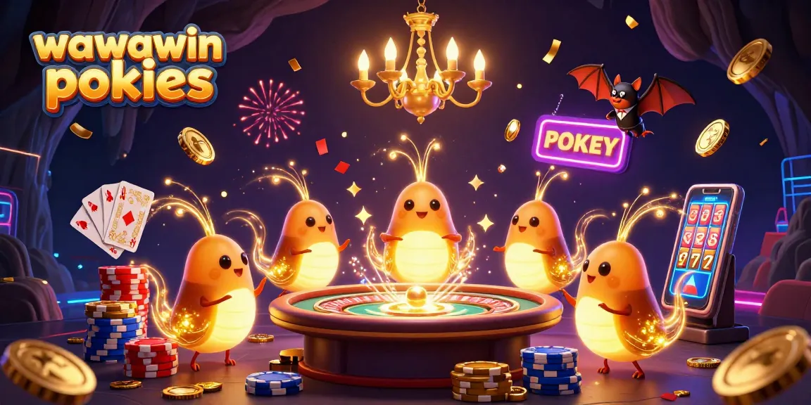 Experience the thrill of wawawin pokies with bioluminescent glowworms lighting a vibrant casino scene.