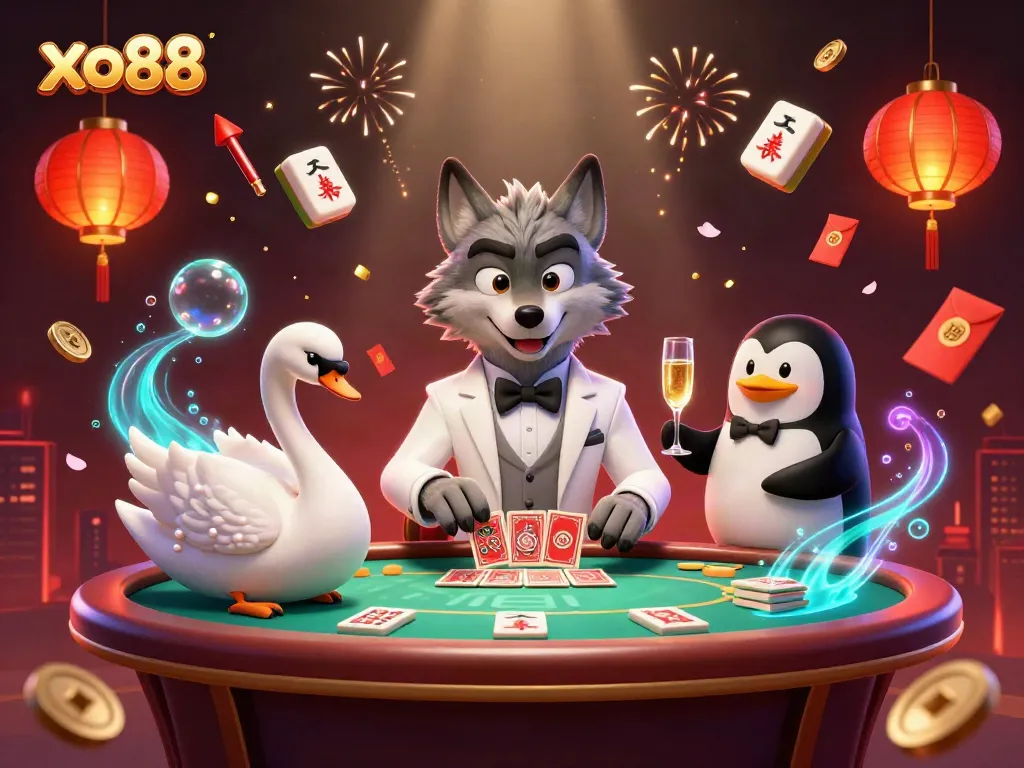 Xo88 offers thrilling baccarat gaming with a sophisticated ambiance and engaging characters in a vibrant casino setting.