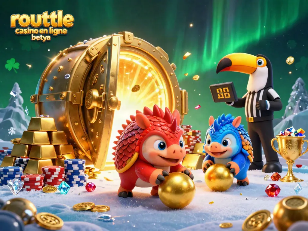 Experience the thrill of roulette casino en ligne betya with animated pangolins celebrating winnings amidst gold and gems.