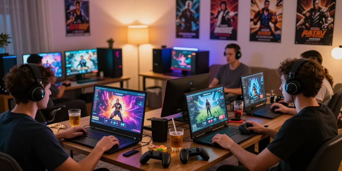 Engaging scene of players enjoying popular porn games in cozy living room.