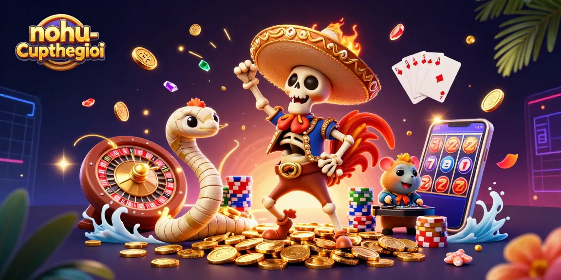 Engage with nohu-cupthegioi by experiencing a lively casino celebration full of vibrant characters and gaming elements.
