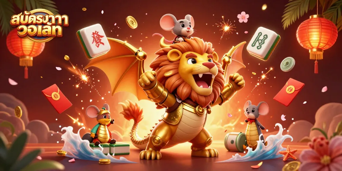 Experience thrilling moments with สมัครบาคาร่า วอเลท in a vibrant 3D casino scene filled with exciting elements.