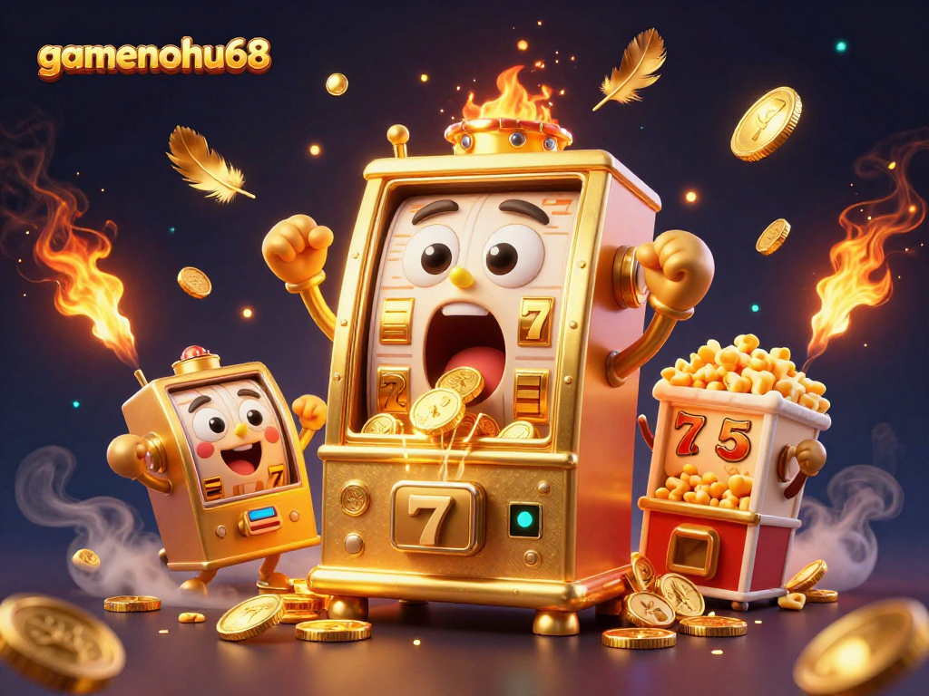 Experience the thrill of spinning reels and winning jackpots with gamenohu68 in this immersive slots illustration.