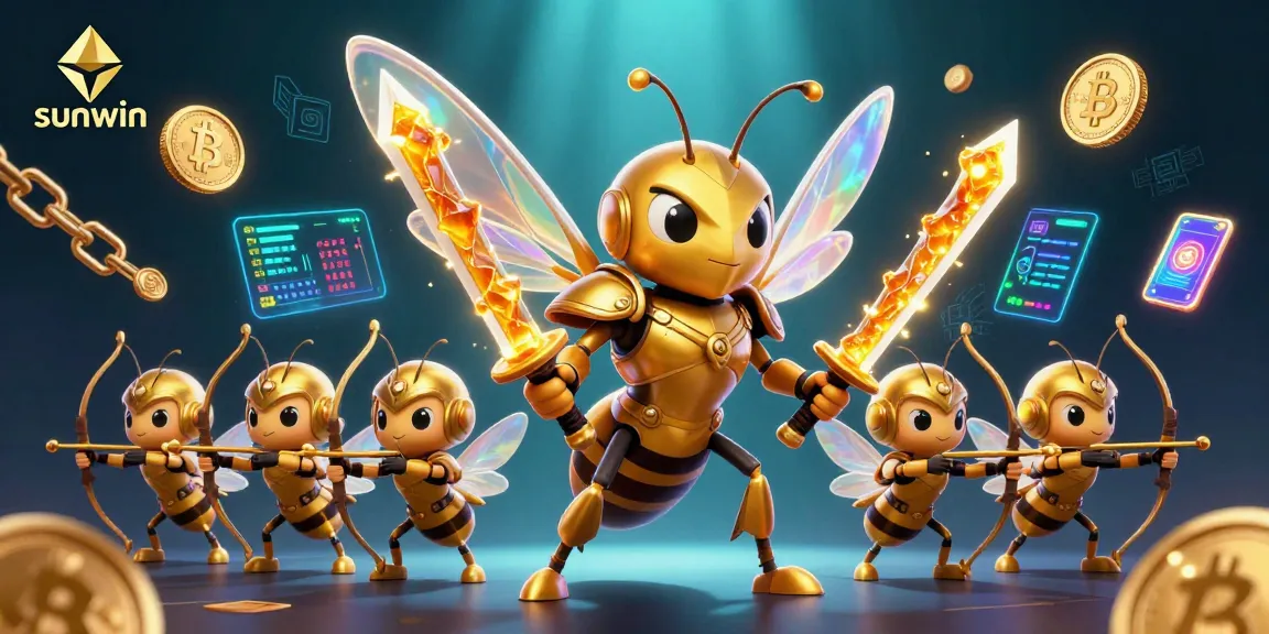 Experience the thrill of gaming with sunwin's vibrant 3D scene of samurai hornets and crypto elements