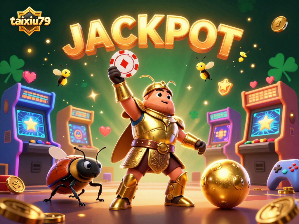 Engage with taixiu79 as a hero beetle triumphs with golden chips and a winning vibe!