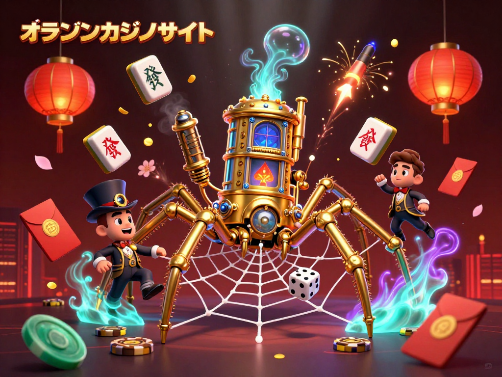 オンラインカジノサイトで楽しまれる華やかな賭博ゲームのシーンを捉えたイラスト。