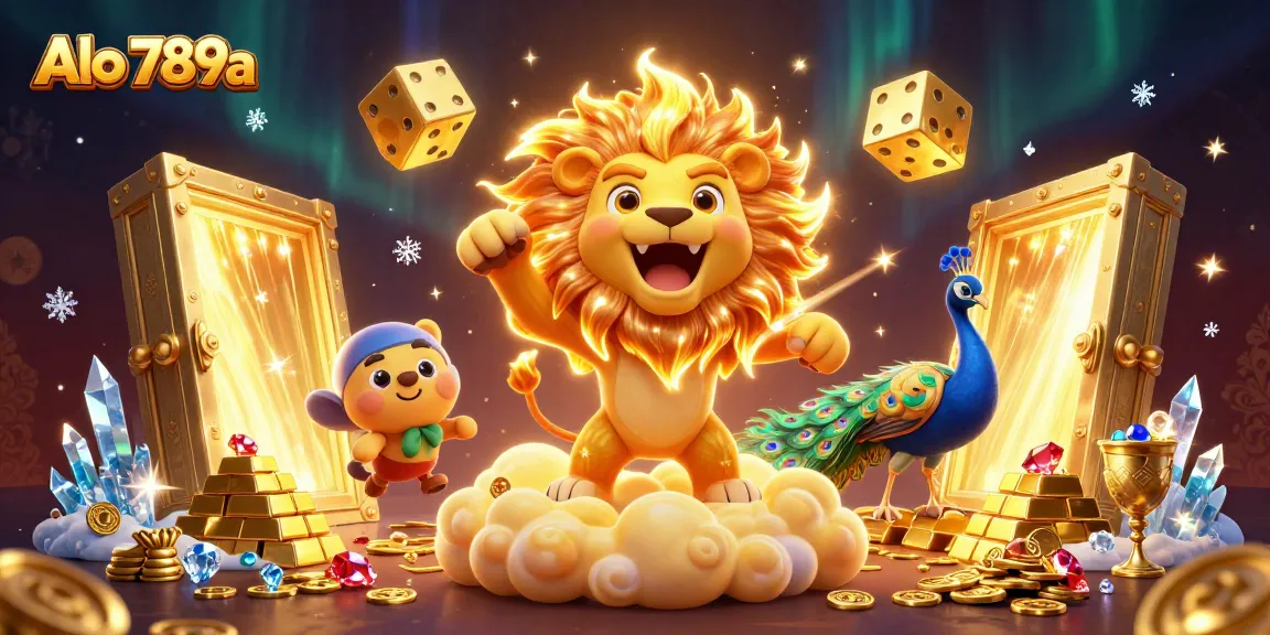 Alo 789a players engage with a vibrant, dynamic scene filled with golden treasures and lively characters