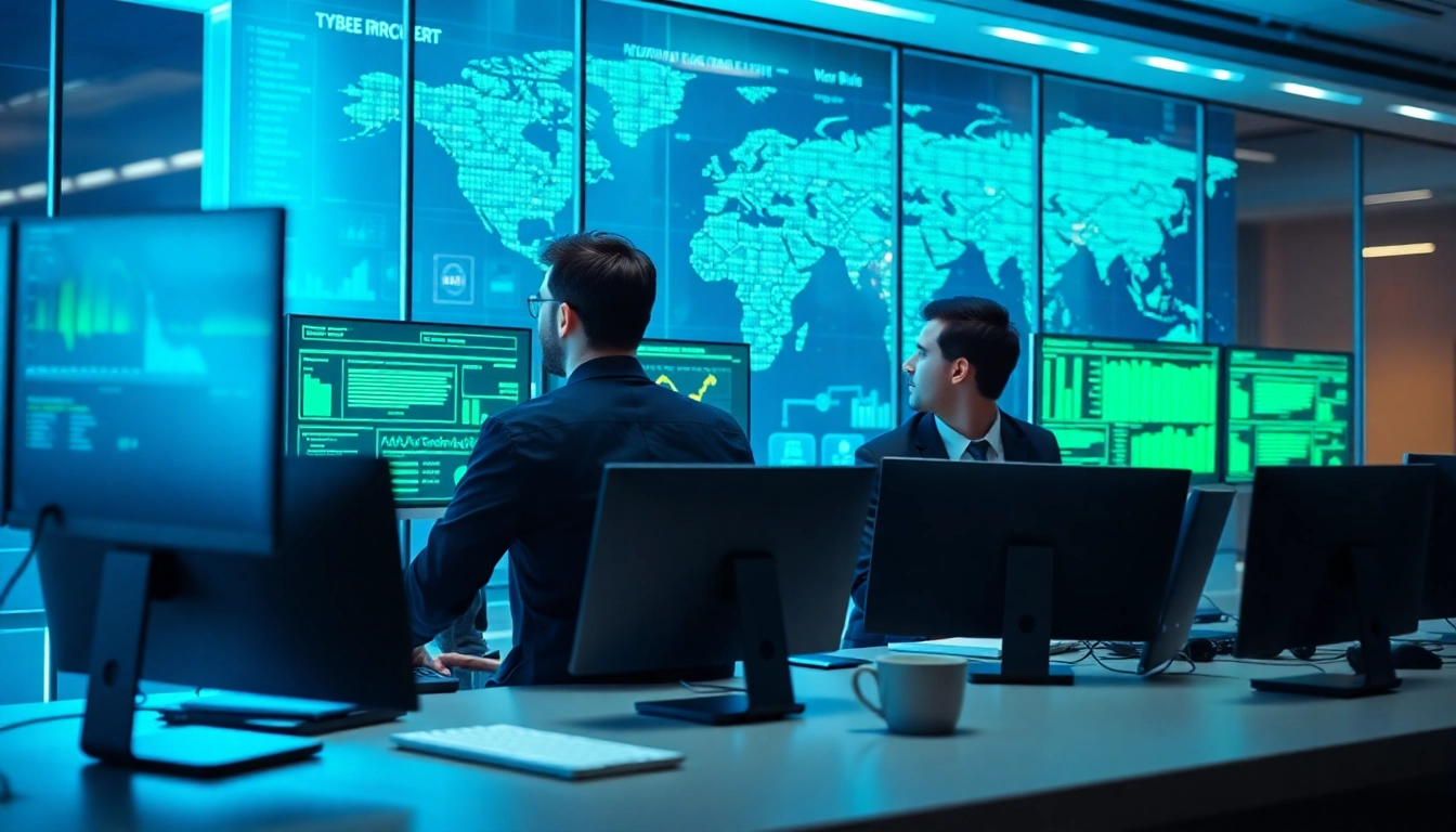 Enhance your cybersmart strategy with a skilled cybersecurity team analyzing data.