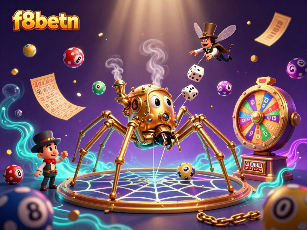 Check out f8betn's exciting gaming scene with vibrant lottery elements and unique characters.