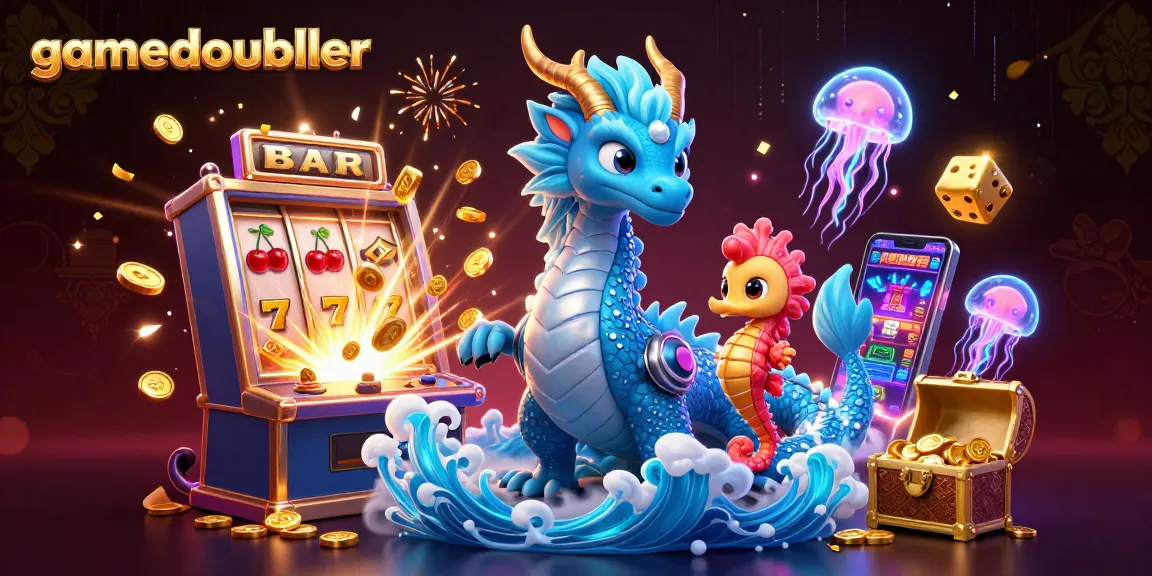 Watch gamedoubler's azure water dragon and seahorse knight winning big amidst an explosive jackpot scene.