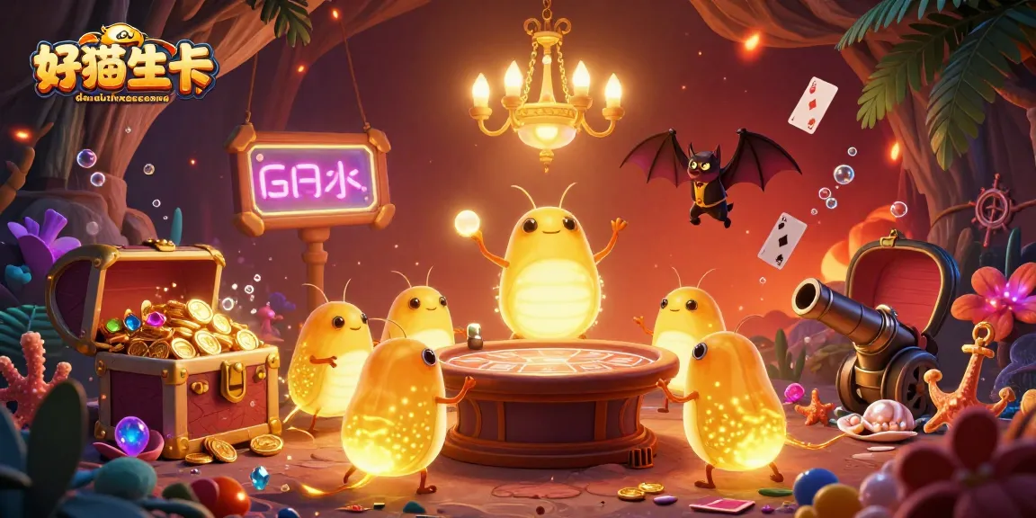 Dive into daidichxacsong's vibrant cave casino where glowworms illuminate the table while treasures enchant the scene.