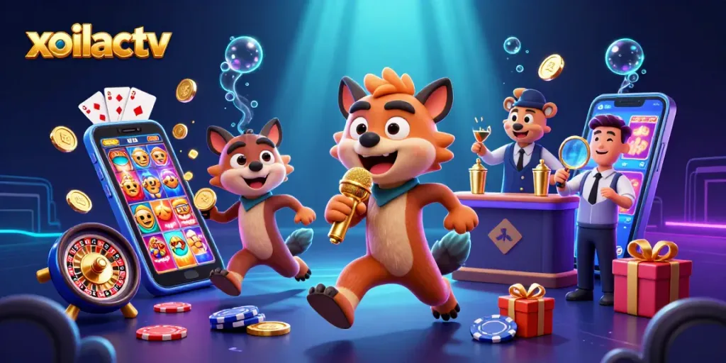 Experience the excitement of xoilactv's vibrant casino scene with engaging characters and vibrant gaming elements.