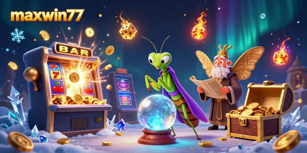 Play games on maxwin77 with dynamic slot action, golden coins, and mystical characters.