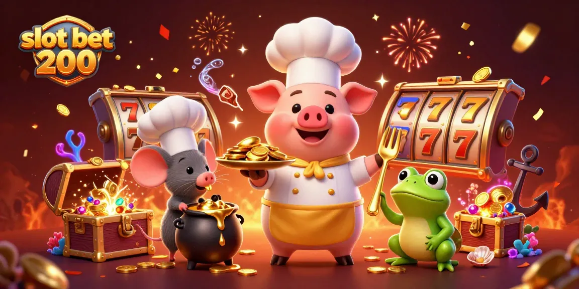 Experience the thrill of slot bet 200 in this vibrant 3D casino scene with playful characters and rich detail.