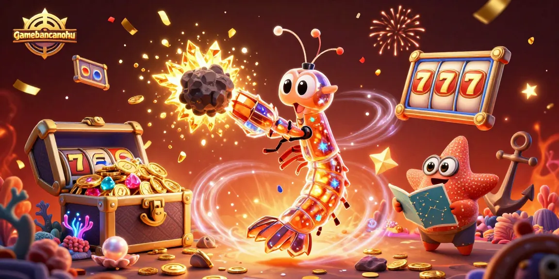 gamebancanohu’s galactic samurai mantis shrimp punch through asteroids to reveal slot reels and treasures