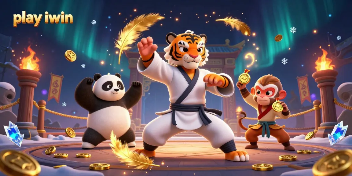 Immerse yourself in the action to play iwin with a kung fu tiger and panda in a dynamic casino scene.
