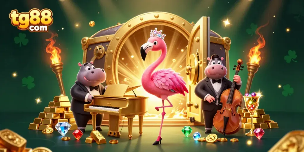 Experience exciting wins with tg88 com in this vibrant casino-themed illustration.