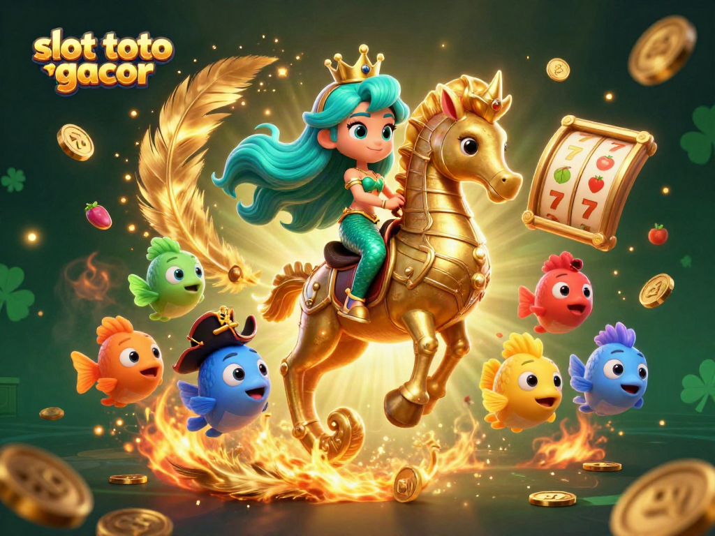 Experience slot toto gacor excitement with a vibrant scene of mermaids and golden armor.