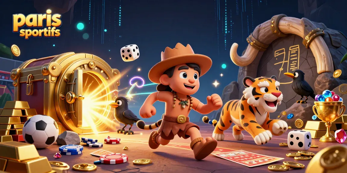 Les paris sportifs prennent vie avec un duo de caveman animés et un tigre à dents de sabre dans un casino préhistorique.