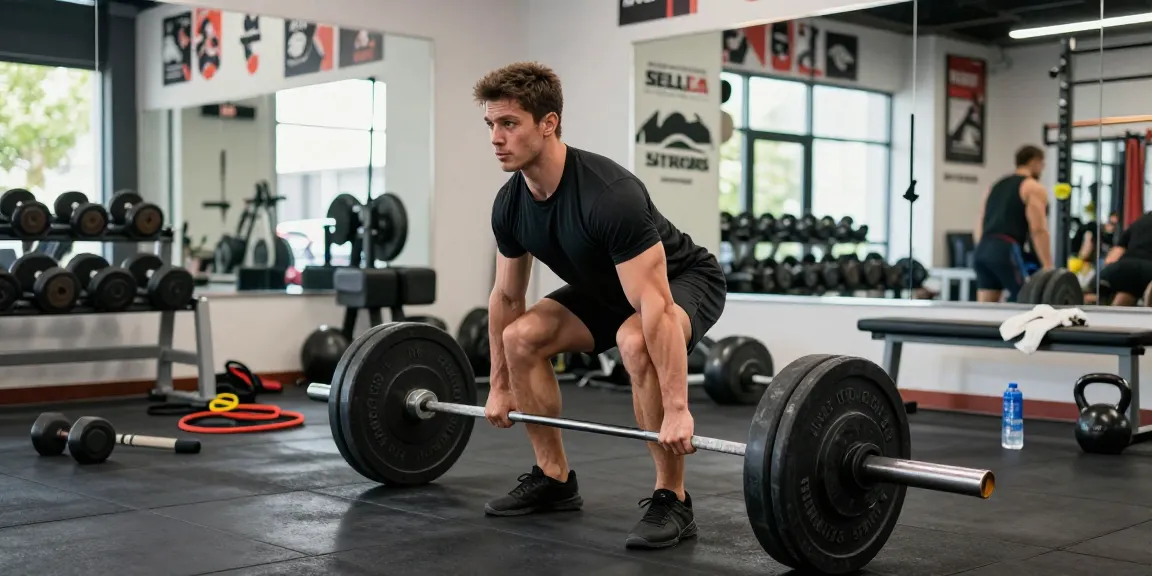 Athlete lifting weights in the gym emphasizing Selliza Steroids for performance enhancement