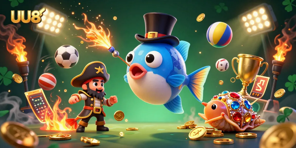 Engage with UU88, showcasing a deep-sea anglerfish attracting golden coins in a vibrant casino scene.