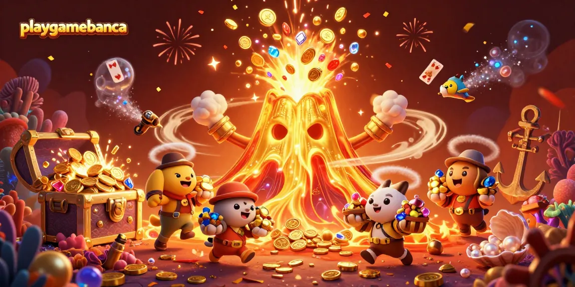 Win big at playgamebanca with a vibrant 3D illustration of a treasure-filled adventure!