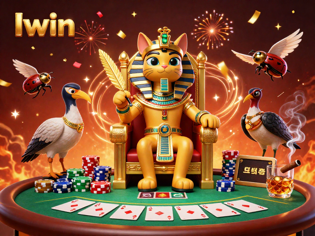Iwin captures thrilling poker nights with vibrant characters and game elements showcasing excitement.