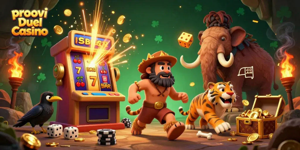 proovi Duel Casino prehistorilised tegevused ja mängud, 3D illustratsioon