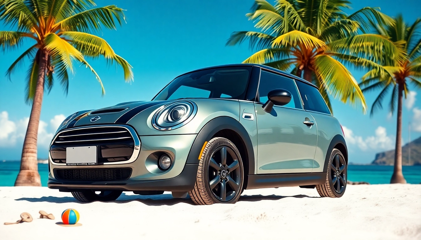 Experience the freedom of mini cooper rental st barts with a stunning beach backdrop.
