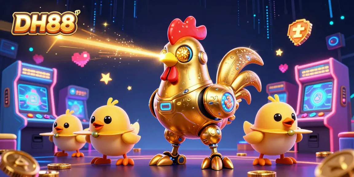 Experience thrilling gameplay at DH88 with a vibrant 3D casino scene featuring golden characters and dynamic gaming elements.