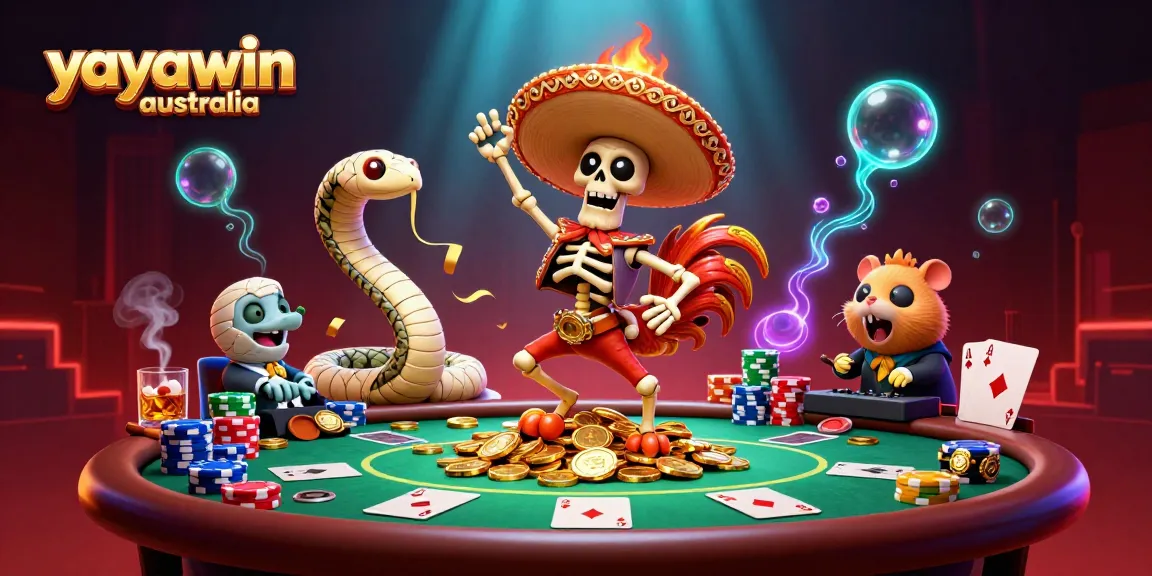 Experience thrilling gameplay at yayawin australia with festive 3D casino characters and vibrant gaming elements.