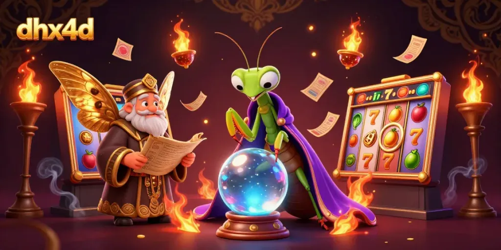 Mengamati permainan slot di dhx4d dengan fitur menarik seperti jackpot dan simbol beruntung.