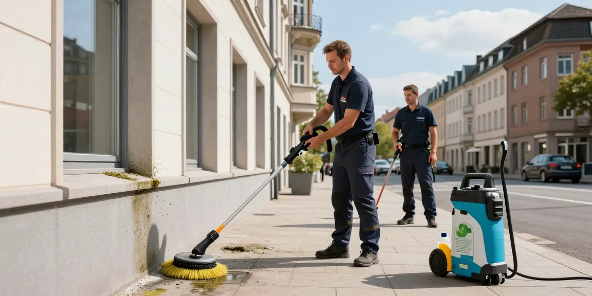 Reinigung Battenberg (Eder): Professionelles Team bei der Fassadenreinigung mit umweltschonenden Mitteln.