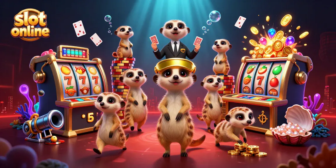 Engage with slot online adventures led by meerkats in a vibrant casino scene.